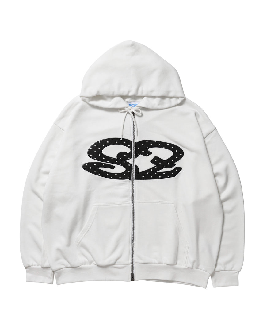 ≪予約商品≫※WEB限定 / アソートまたぎジップパーカー / sqnz logo applique zip p/k ホワイト