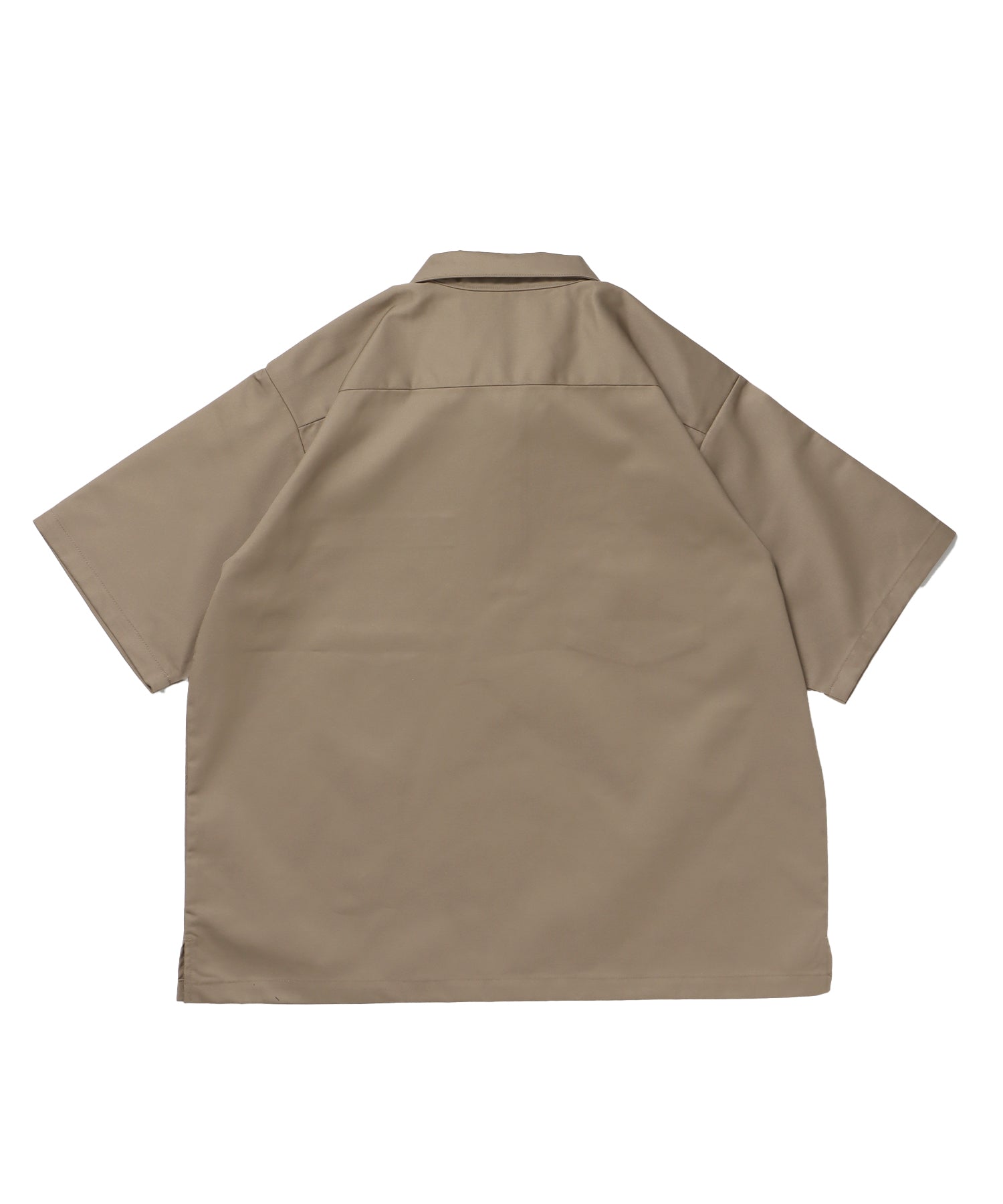1/2ZIP S/S SHIRT / ハーフジップ シャツ 半袖 クルーネック ワンポイント ピス ワンポイント 【セットアップ着用可能】 ベージュ