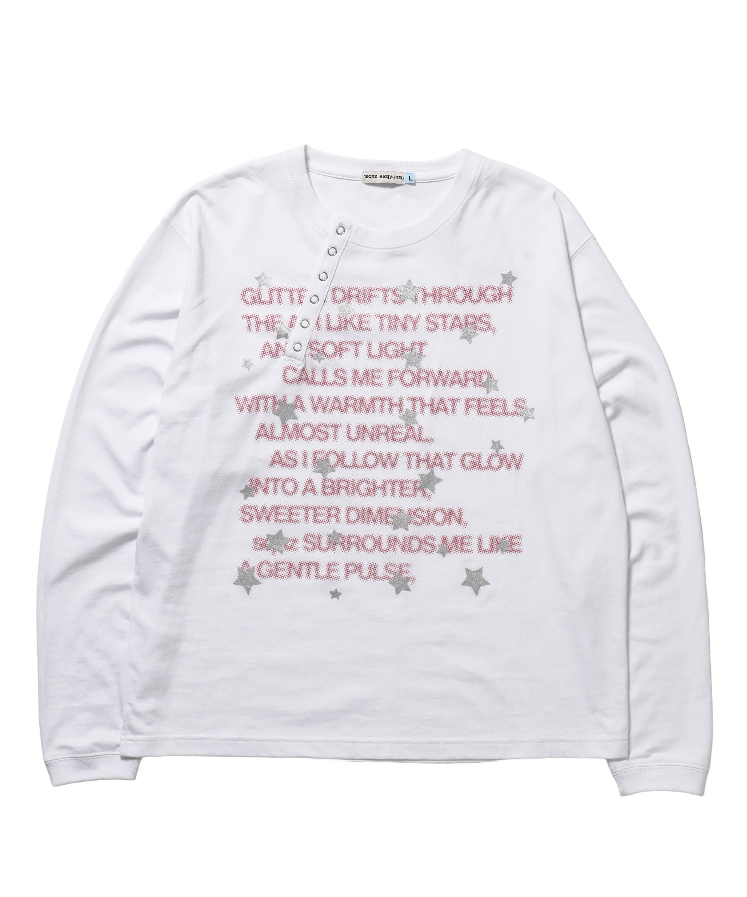 ※WEB限定 / ぼかしプリントヘンリーネックロンT / sqnzU BORDER L/S TEE ホワイト