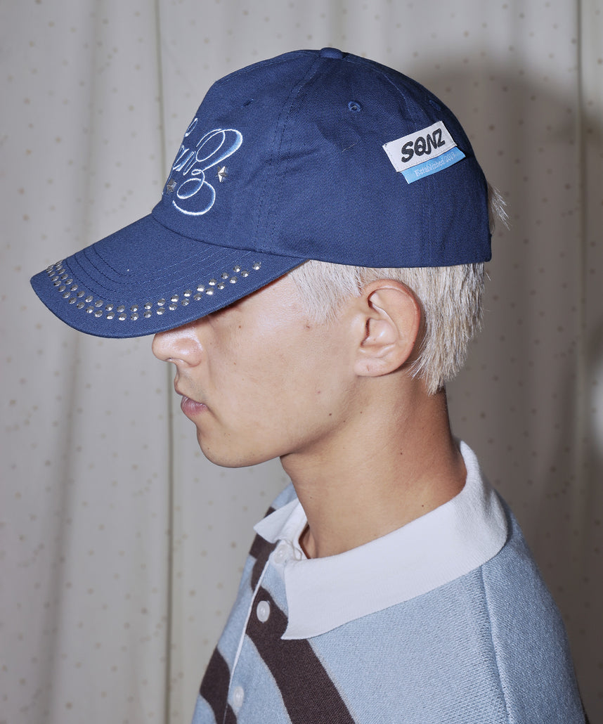 sqnz studs cap / キャップ 帽子 スタッズ 刺繍 ネイビー