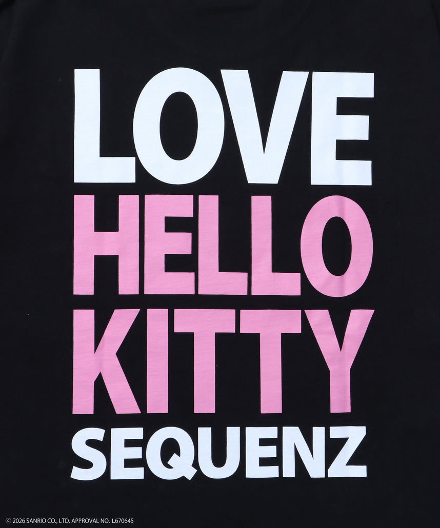 HK LOVE SEQUENZ TEE / ハローキティ キティちゃん 半袖 クルーネック プリント ワンポイント ラインストーン ブラック