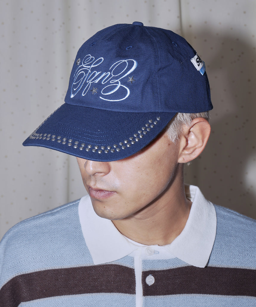 sqnz studs cap / キャップ 帽子 スタッズ 刺繍 ネイビー