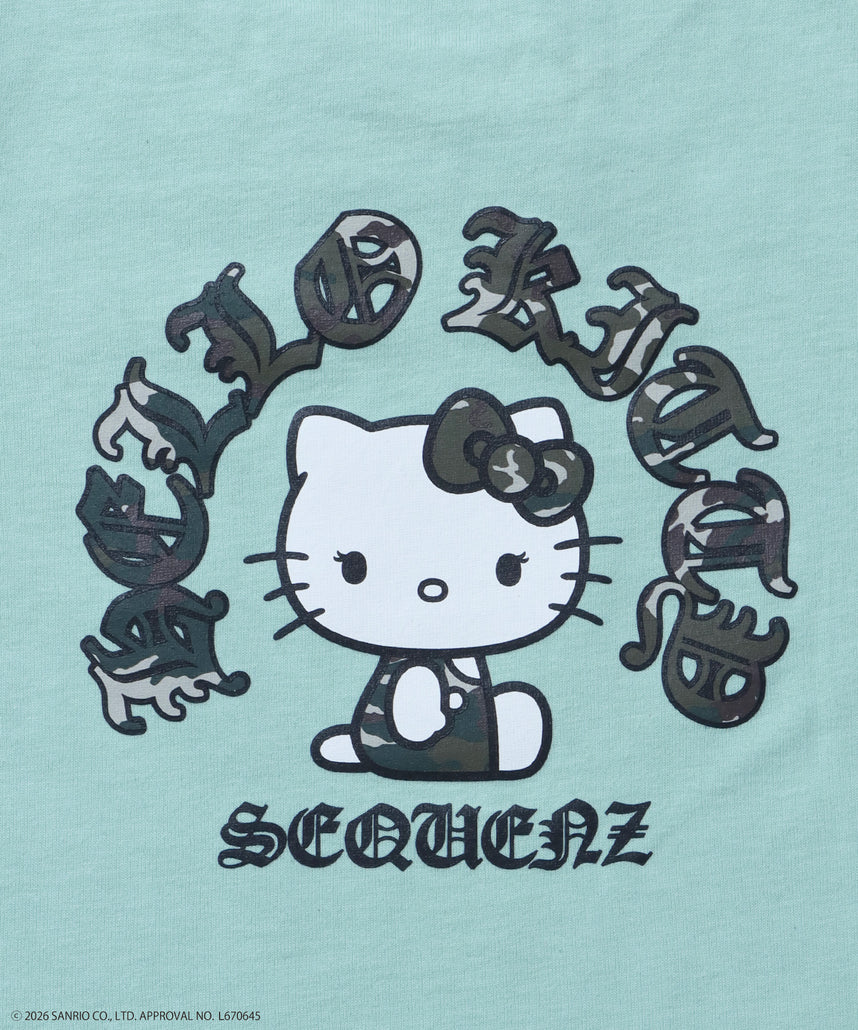 HK CIRCLE LOGO TEE / ハローキティ キティちゃん 半袖 クルーネック プリント ワンポイント ラインストーン プリント グリーン