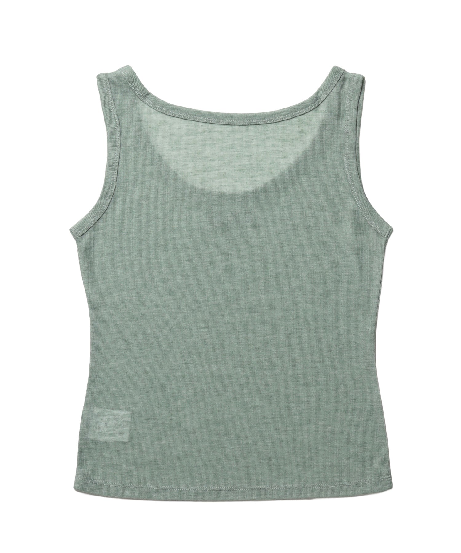 sqnz sheer layered tank / レディース シアー レイヤード ピスネーム メタルプレート タンクトップ クルーネック グリーン