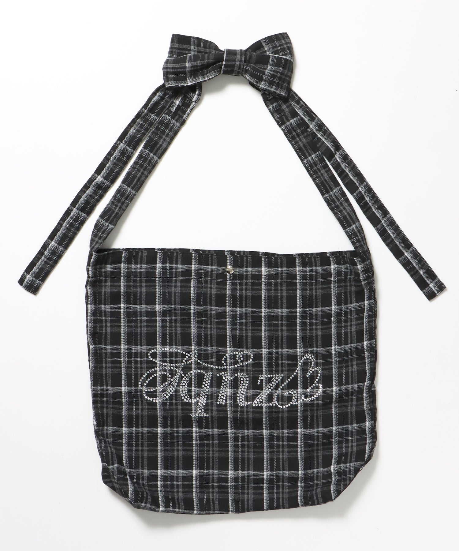 ≪予約商品≫sqnz favorite kira-kira totebag / ラインストーン バック チェック柄 2way ユニセックス ブラック