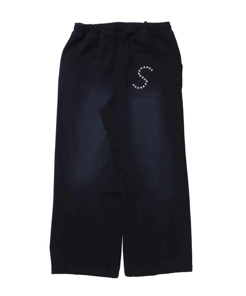 sqnz fade sweat pants / スウェット パンツ 加工 ハトメ スタッズ 裏起毛≪SET UP着用可能≫ ブラック