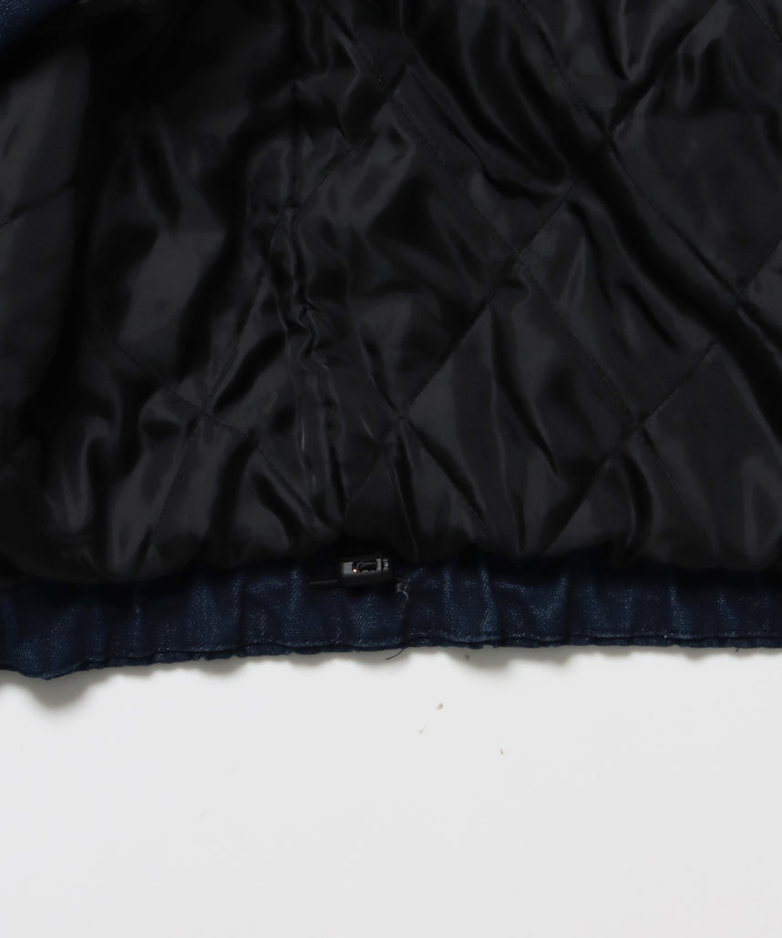 FUR DENIM HOODIE JKT / デニム ジャケット ファー 中綿 ダブルジップ フーディ ブルー