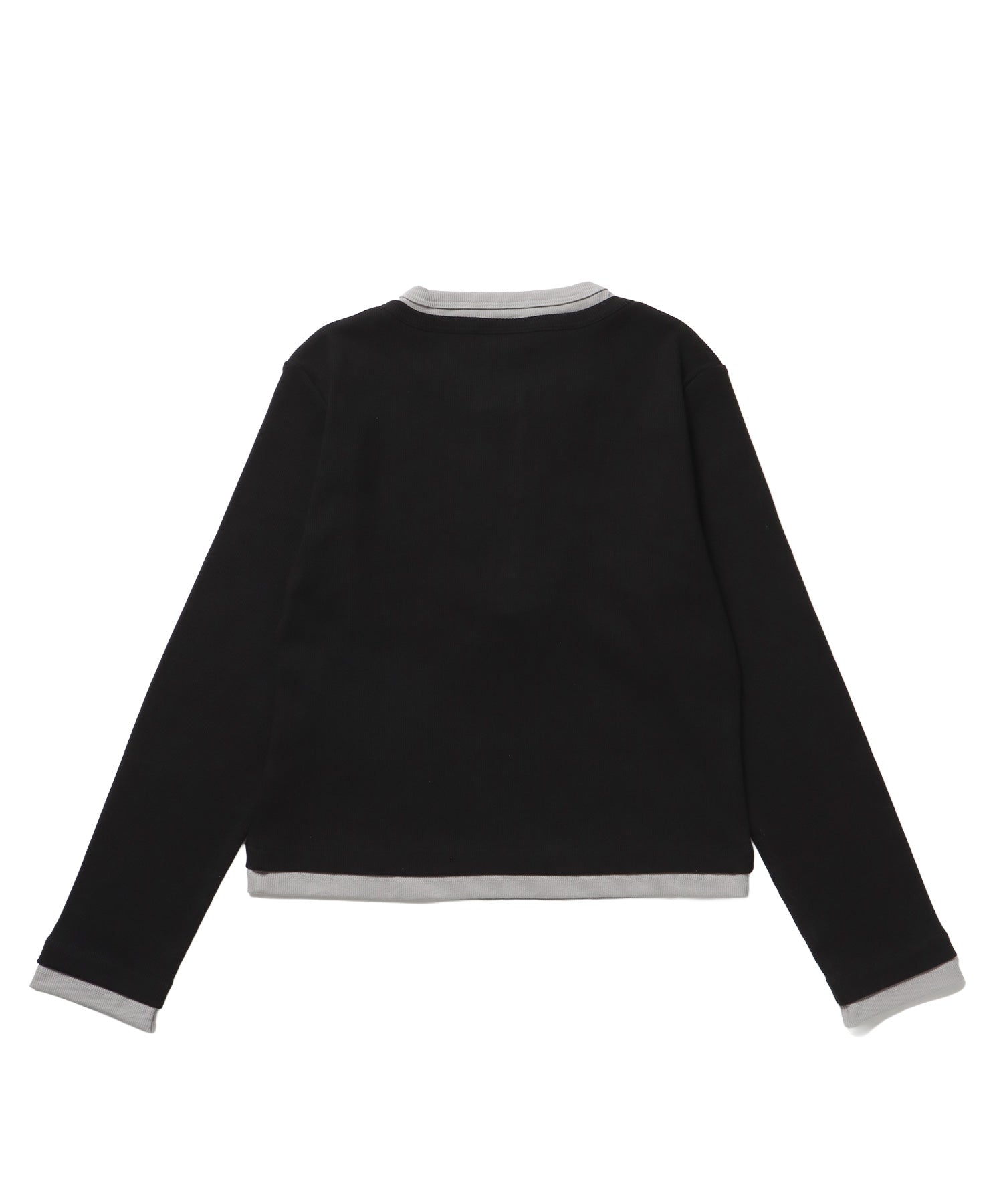※WEB限定 / バイカラーヘンリーネック長袖T / sqnz fake layered henley star l/s teeブラック