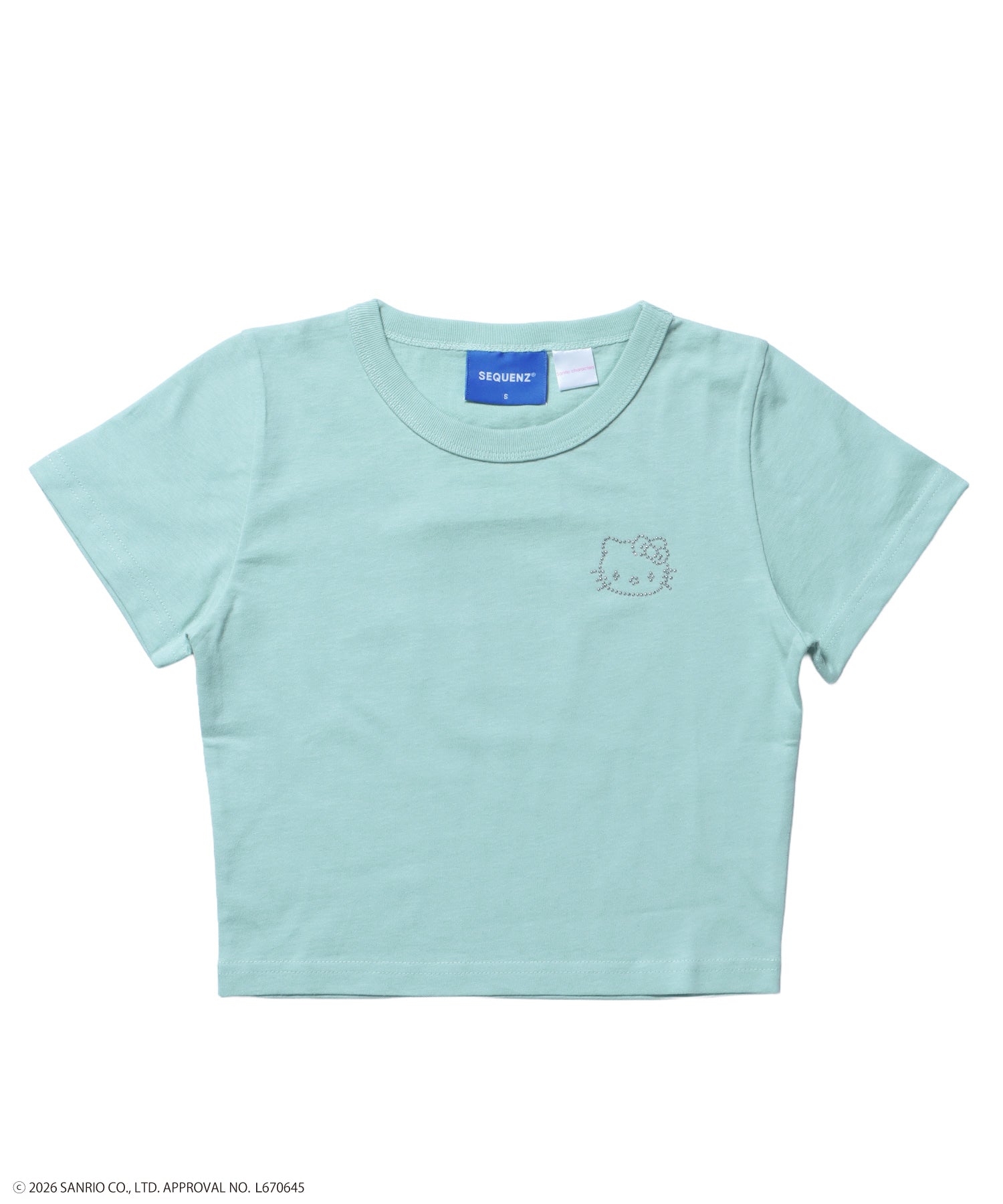HK CIRCLE LOGO TEE / ハローキティ キティちゃん 半袖 クルーネック プリント ワンポイント ラインストーン プリント グリーン