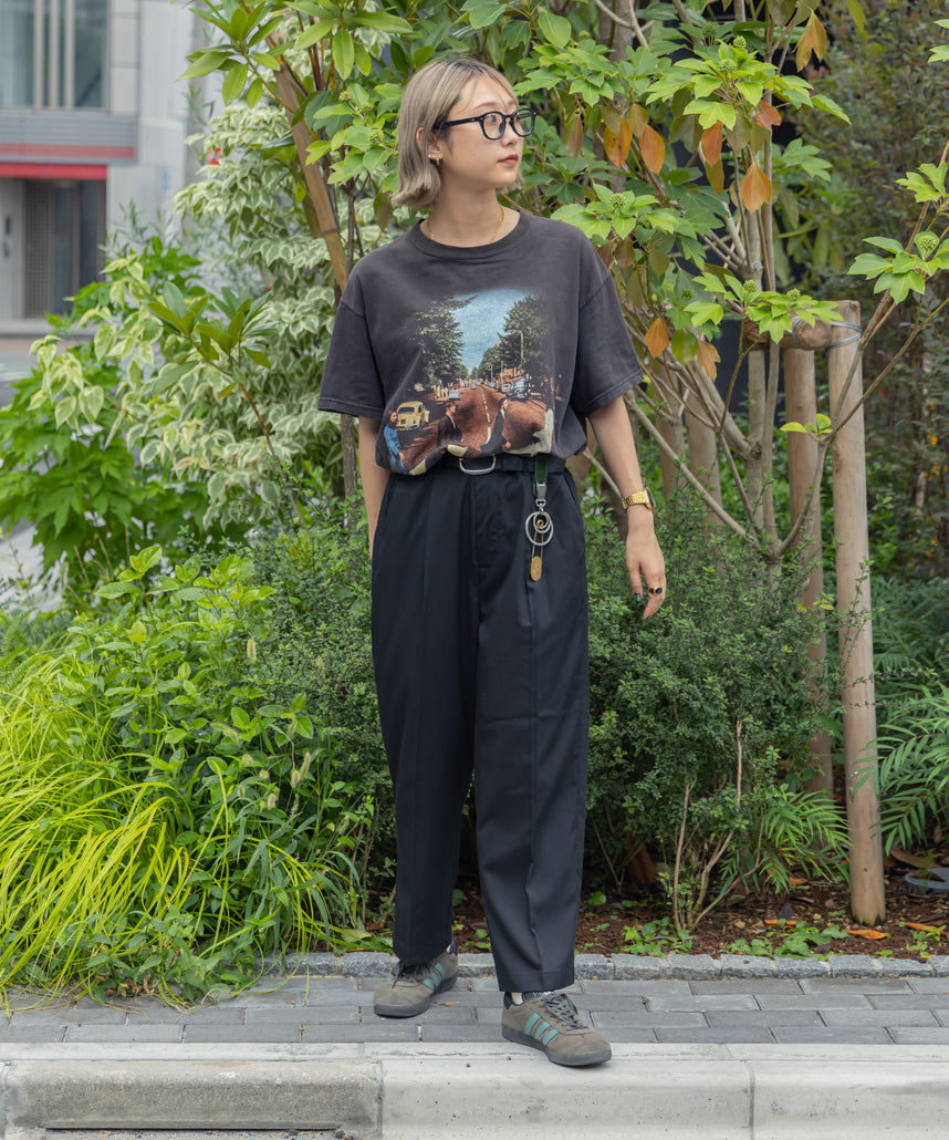 TR SIDE GATHER ANKLE PANTS / TR サイドギャザー アンクルスラックス チャコール
