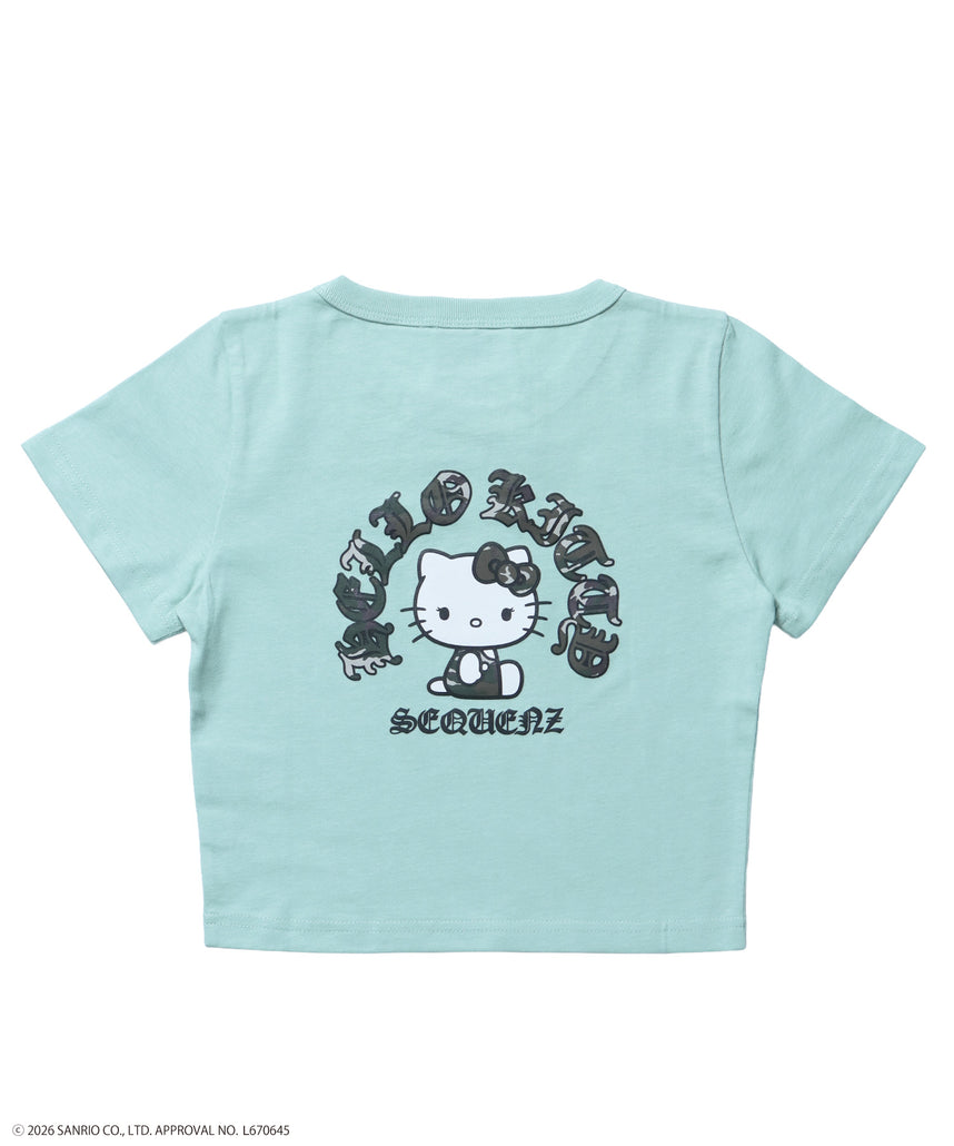 HK CIRCLE LOGO TEE / ハローキティ キティちゃん 半袖 クルーネック プリント ワンポイント ラインストーン プリント グリーン