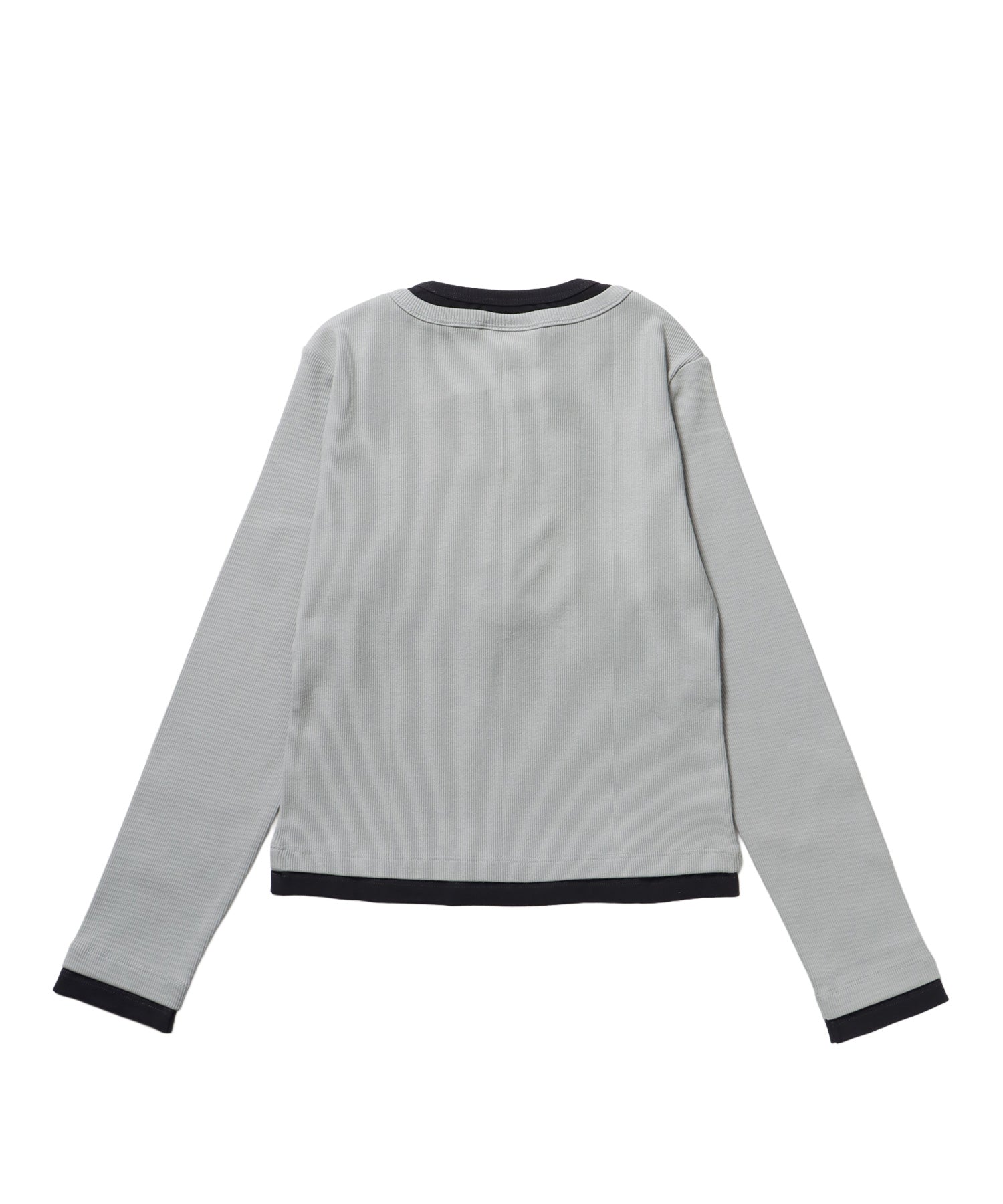 ※WEB限定 / バイカラーヘンリーネック長袖T / sqnz fake layered henley star l/s tee ライトグレー