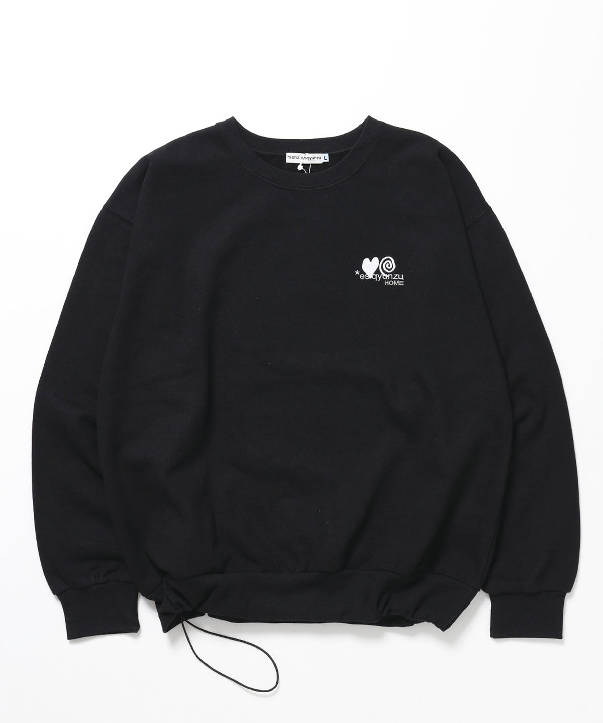 ※WEB限定 サークルハート刺繍裏起毛スウェット / sqnzU basic logo c/n ブラック