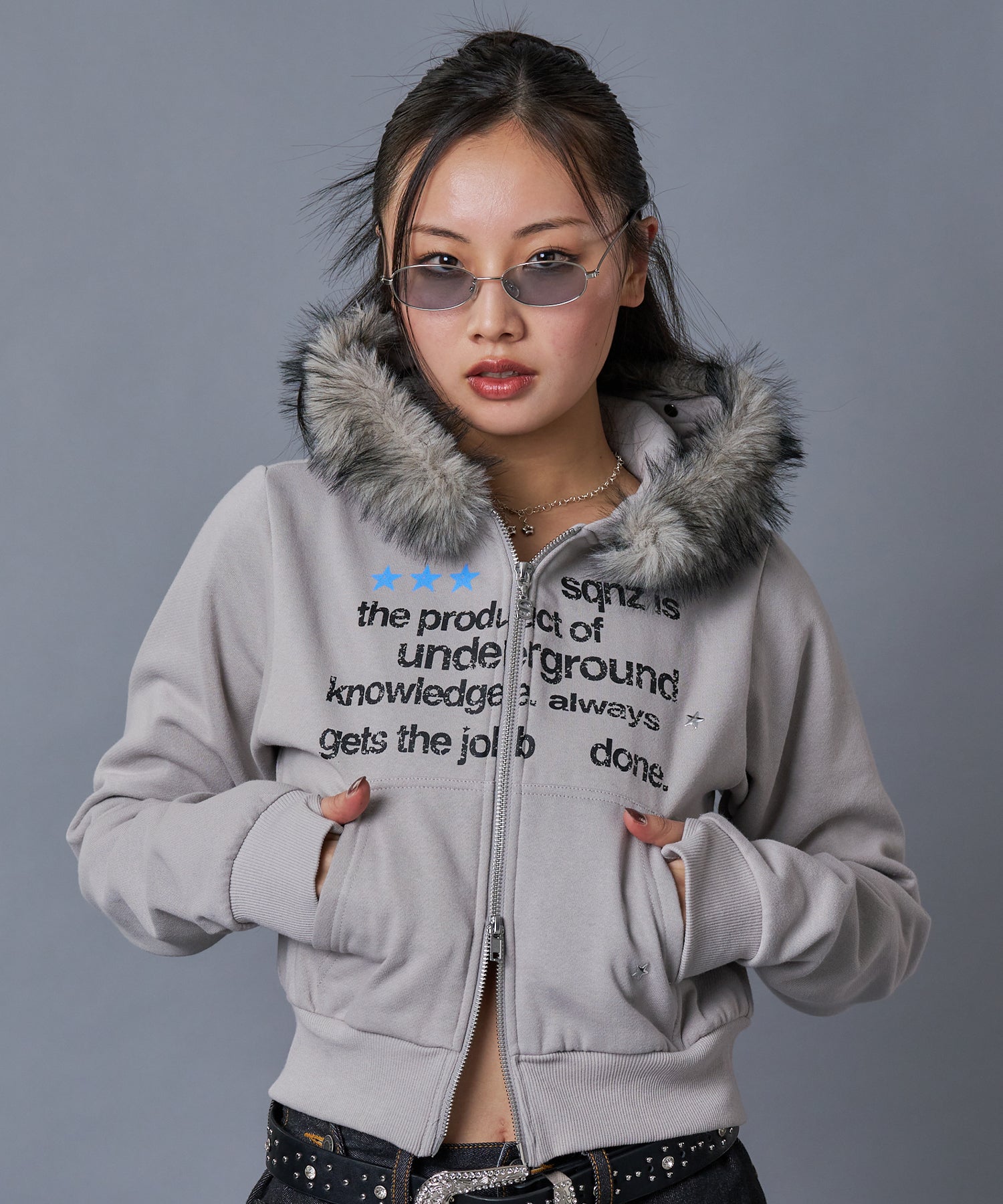XQST PUSH P パーカー sqnz（エスキュンズ）】sqnz fur zip pk / レディース ファー ジップ