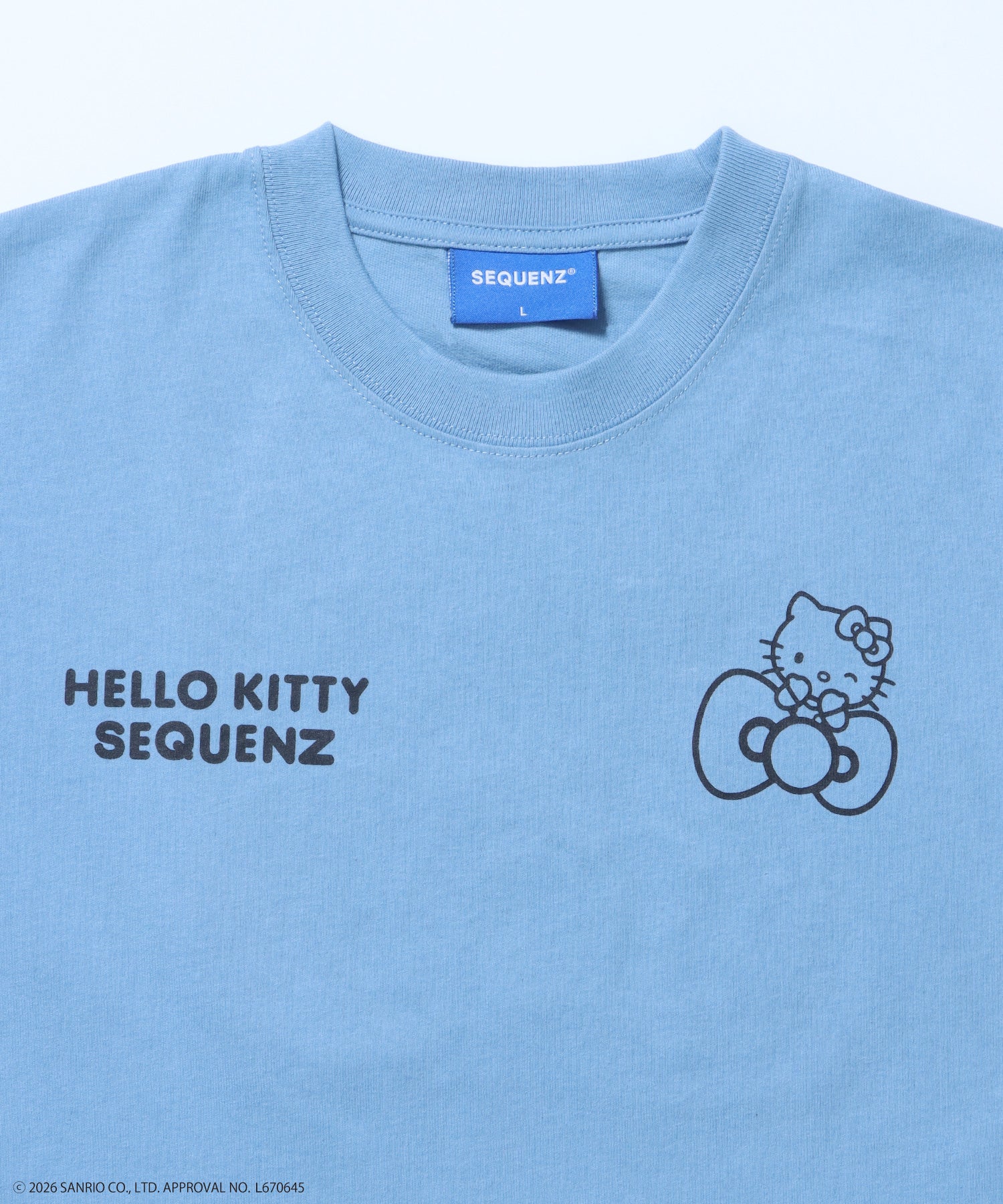 HK EMBROIDERY KITTY TEE / ハローキティ キティちゃん 半袖 クルーネック プリント ワンポイント 刺繍 ブルーグレー