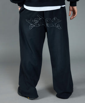 《予約商品》LOGO APPLIQUE SWEAT PANTS / フェード スウェット オーバーサイズ ヴィンテージライク 裏起毛 ブラック