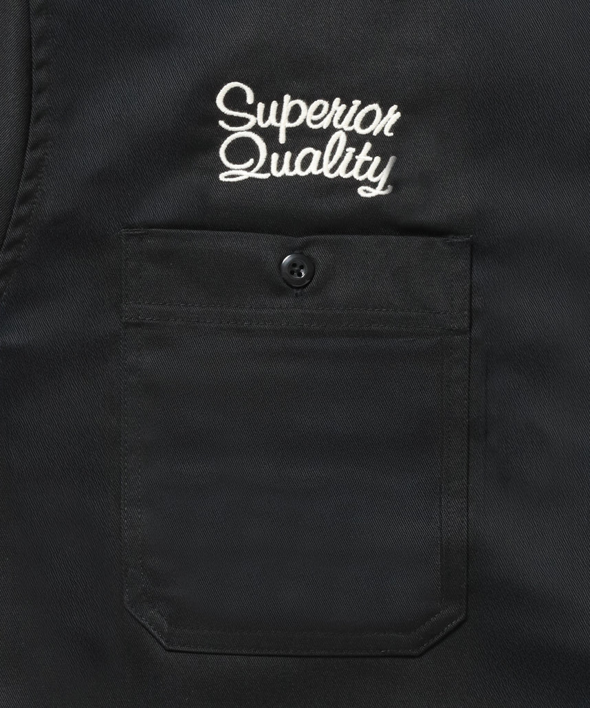 RACER S/S WORK SHIRT / 半袖 シャツ ワーク レギュラーカラー ボックスシルエット ブラック