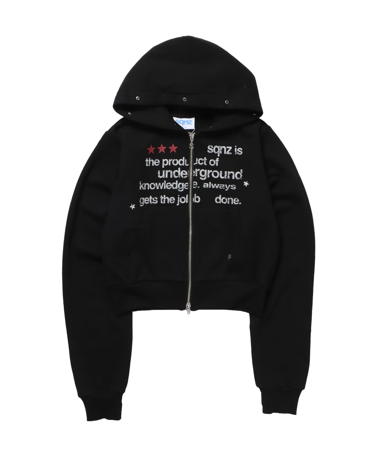 ※WEB限定 / レディース短丈ジップパーカー / sqnz fur zip pk ブラック