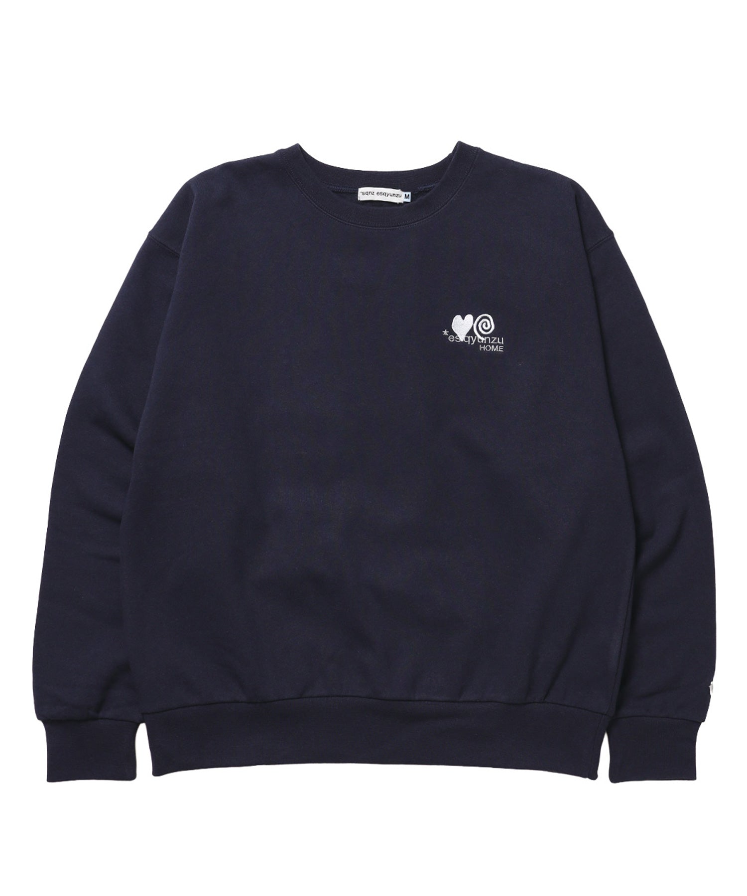 ※WEB限定 サークルハート刺繍裏起毛スウェット / sqnzU basic logo c/n ネイビー