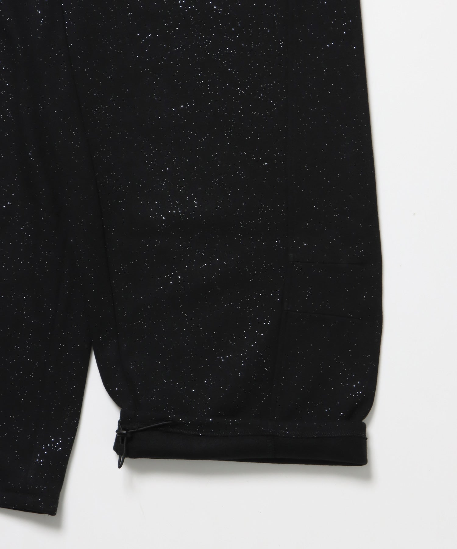 sqnz glitter sweat pants / グリッター スウェットパンツ ラインストーン ドローストリング ポケット 裏起毛 【セットアップ着用可能】 ブラック