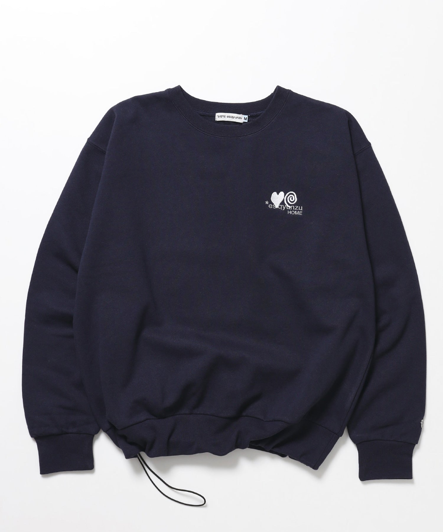 ※WEB限定 サークルハート刺繍裏起毛スウェット / sqnzU basic logo c/n ネイビー