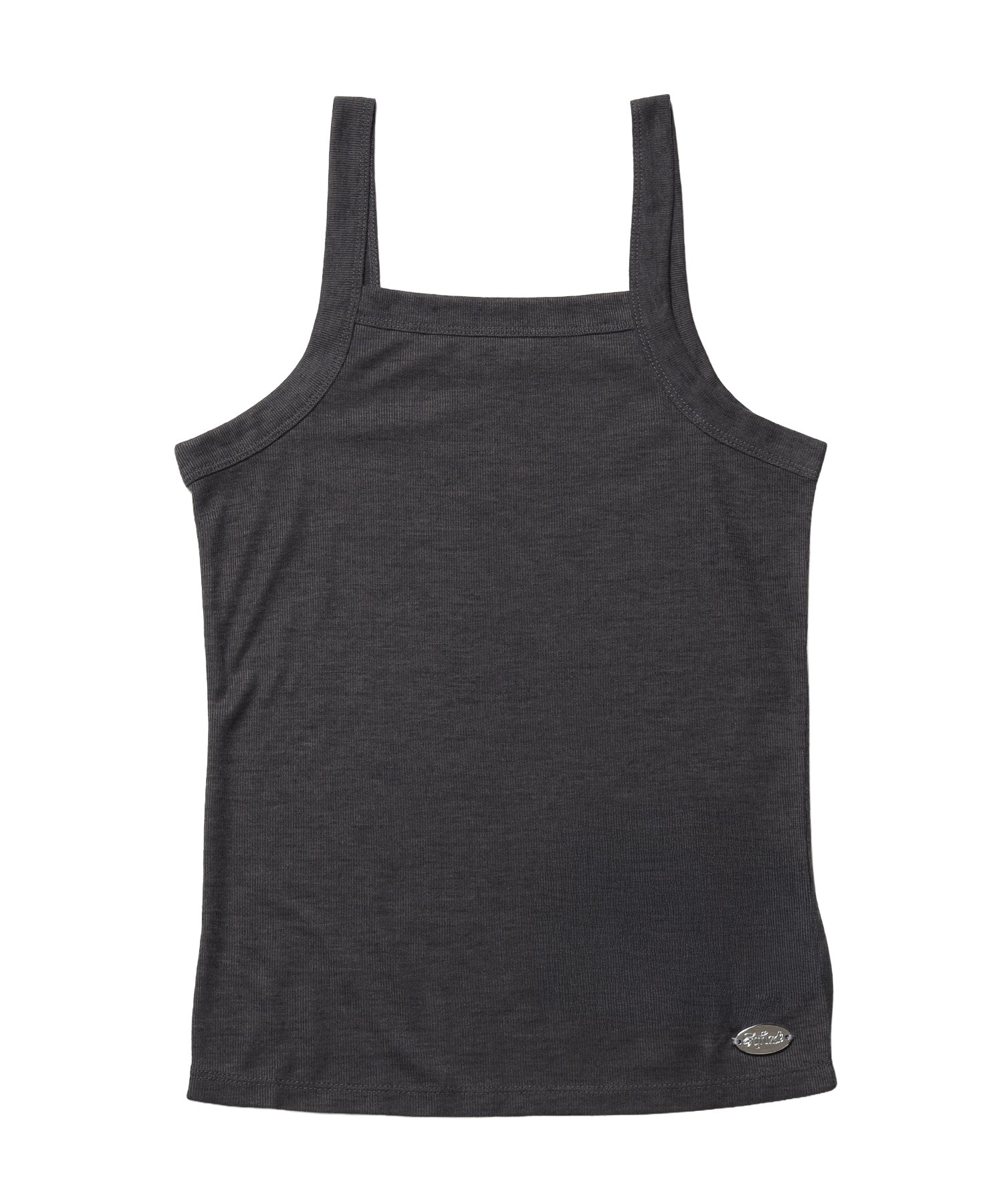 sqnz sheer layered tank / レディース シアー レイヤード ピスネーム メタルプレート タンクトップ クルーネック ライトピンク