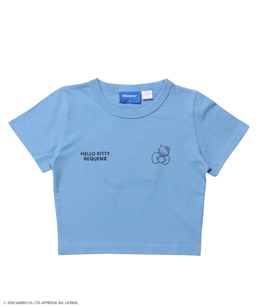 HK EMBROIDERY KITTY TEE / ハローキティ キティちゃん 半袖 クルーネック プリント ワンポイント 刺繍 ブルーグレー