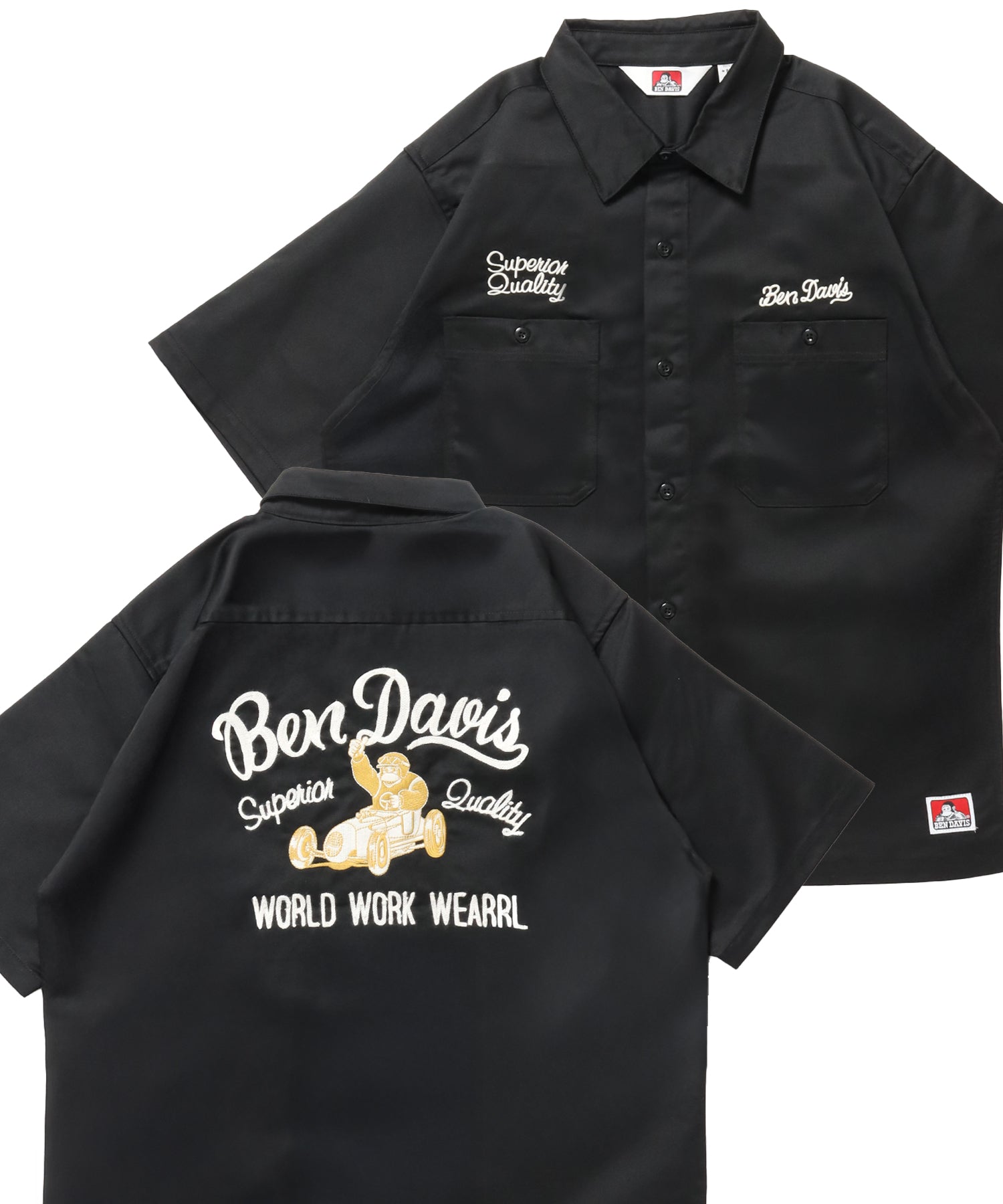 RACER S/S WORK SHIRT / 半袖 シャツ ワーク レギュラーカラー ボックスシルエット ブラック