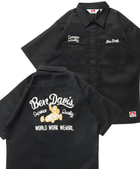 RACER S/S WORK SHIRT / 半袖 シャツ ワーク レギュラーカラー ボックスシルエット ブラック