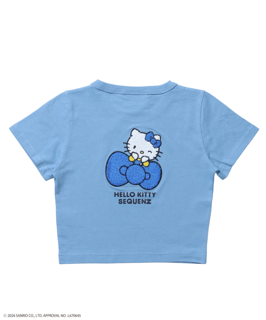 HK EMBROIDERY KITTY TEE / ハローキティ キティちゃん 半袖 クルーネック プリント ワンポイント 刺繍 ブルーグレー