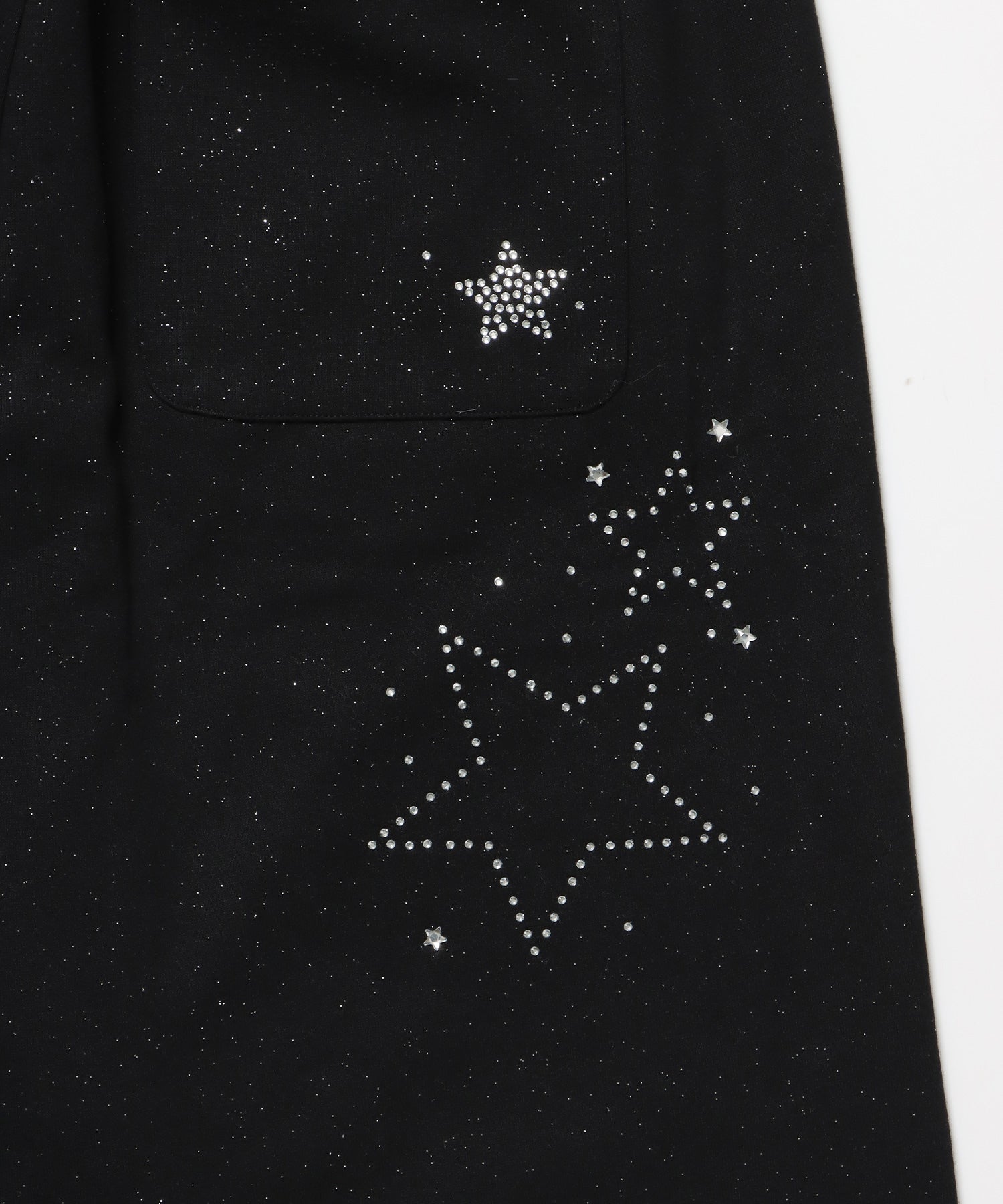 sqnz glitter sweat pants / グリッター スウェットパンツ ラインストーン ドローストリング ポケット 裏起毛 【セットアップ着用可能】 ブラック