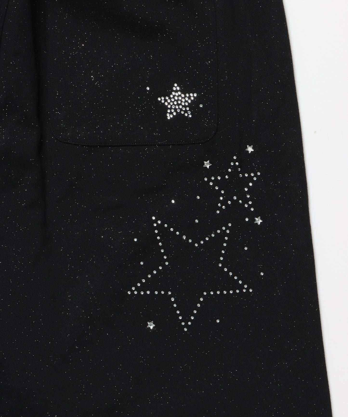 sqnz glitter sweat pants / グリッター スウェットパンツ ラインストーン ドローストリング ポケット 裏起毛 【セットアップ着用可能】 ブラック