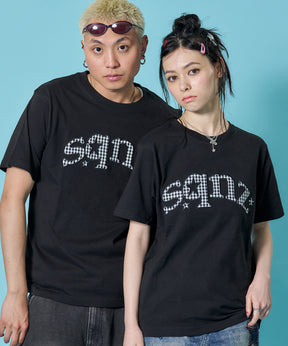 ※WEB限定 / スターロゴ半袖Tシャツ / sqnz star logo checkered applique tee ブラック