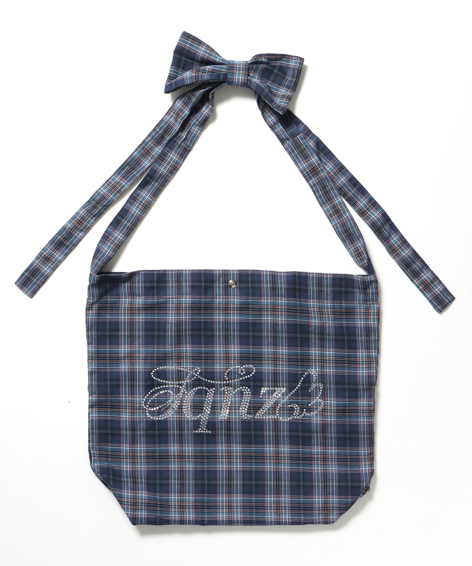 ≪予約商品≫sqnz favorite kira-kira totebag / ラインストーン バック チェック柄 2way ユニセックス ネイビー