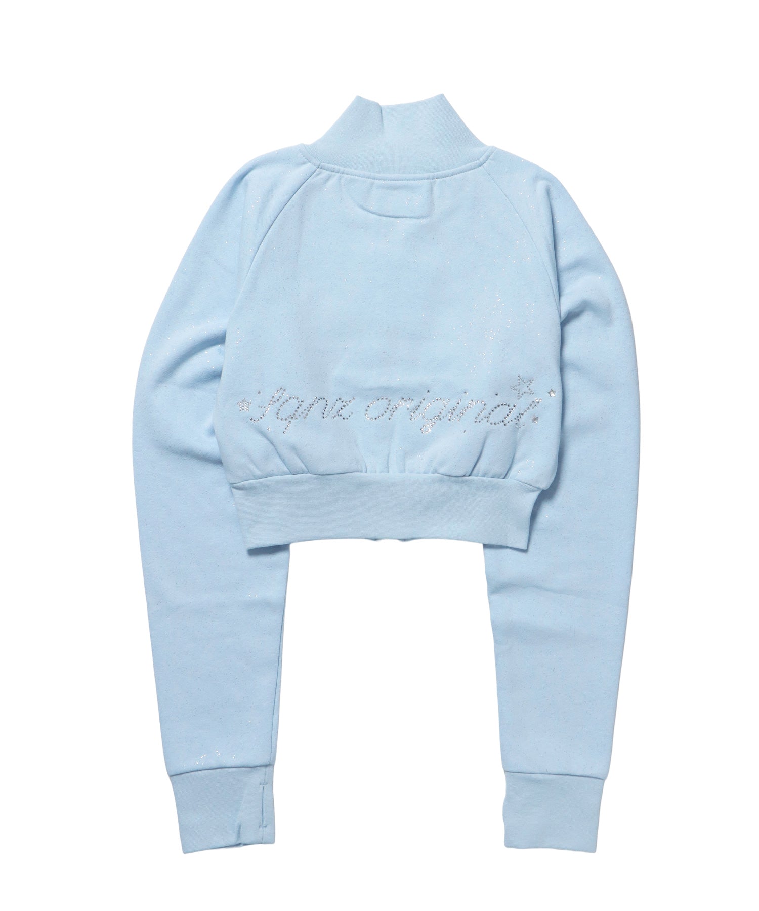 sqnz glitter zip top / グリッター ダブルジップ ジップスウェット 裏起毛 ラインストーン 【セットアップ着用可能】 スカイブルー