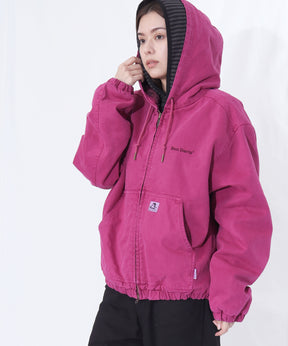 WORKERS PARKA / フーデッドワークジャケット ダブルジップ キルティング裏地 アウター ポケット ワーク ユニセックス ピンク