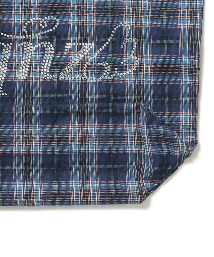 ≪予約商品≫sqnz favorite kira-kira totebag / ラインストーン バック チェック柄 2way ユニセックス ネイビー