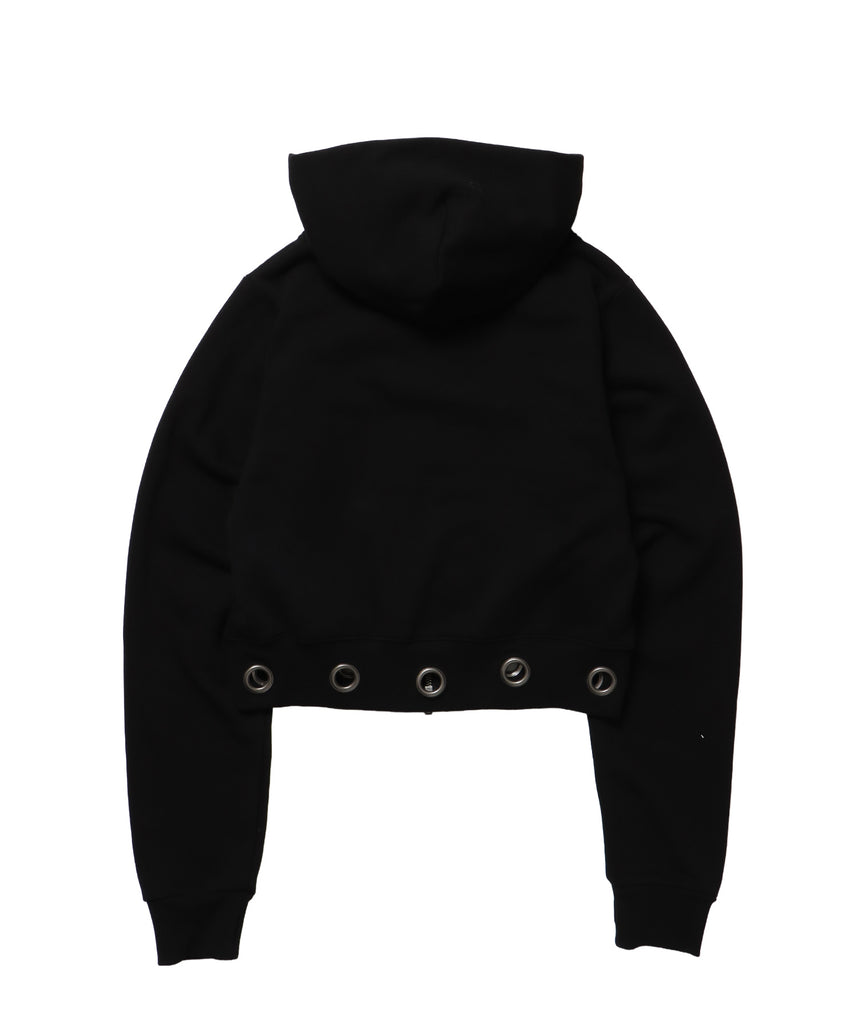 sqnz eyelet fit zip pk / レディース ジップパーカー フーディ ハトメ スタッズ ダフルジップ 裏起毛≪SET UP着用可能≫ ブラック