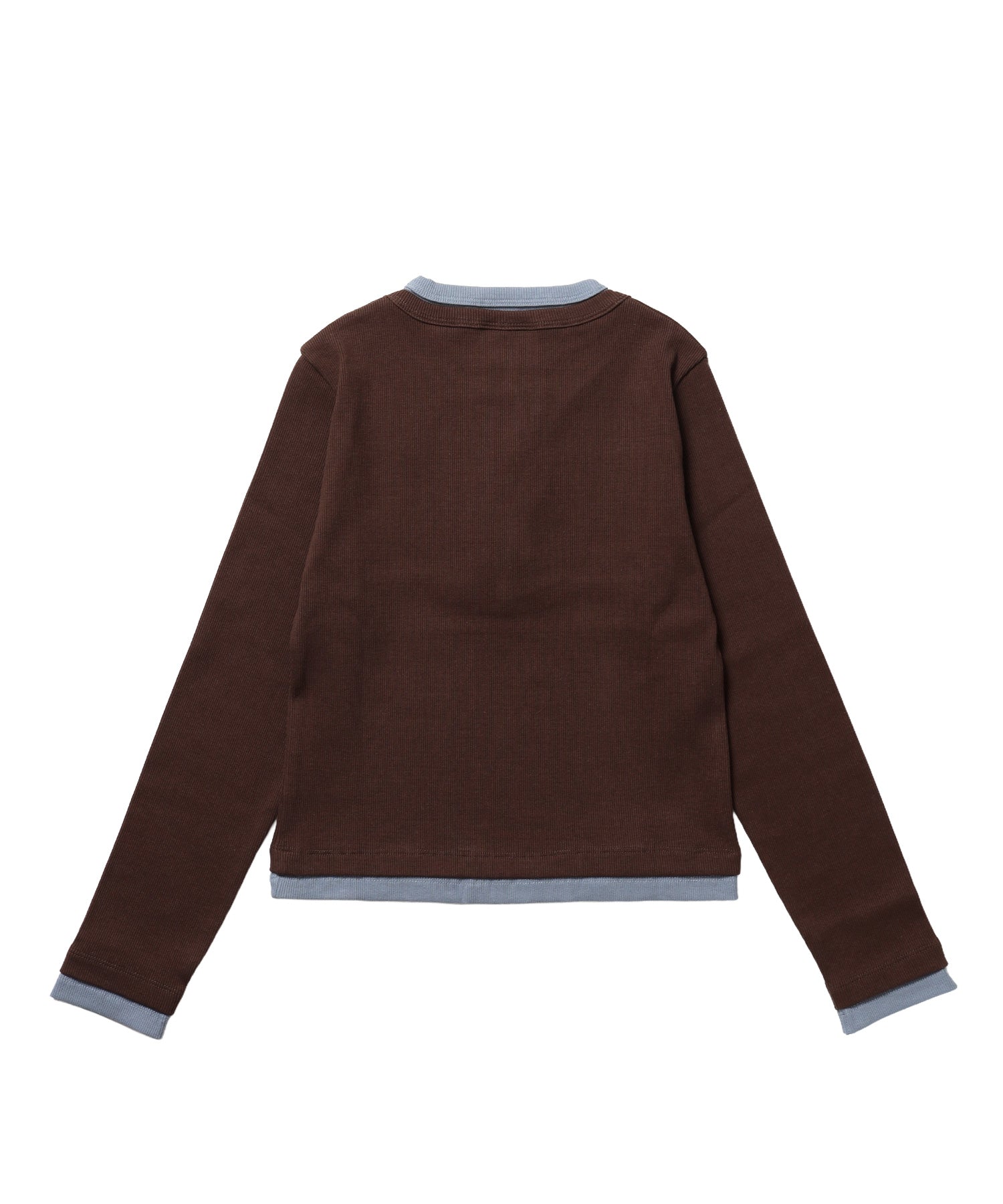 ≪予約商品≫※WEB限定 / バイカラーヘンリーネック長袖T / sqnz fake layered henley star l/s tee ブラウン