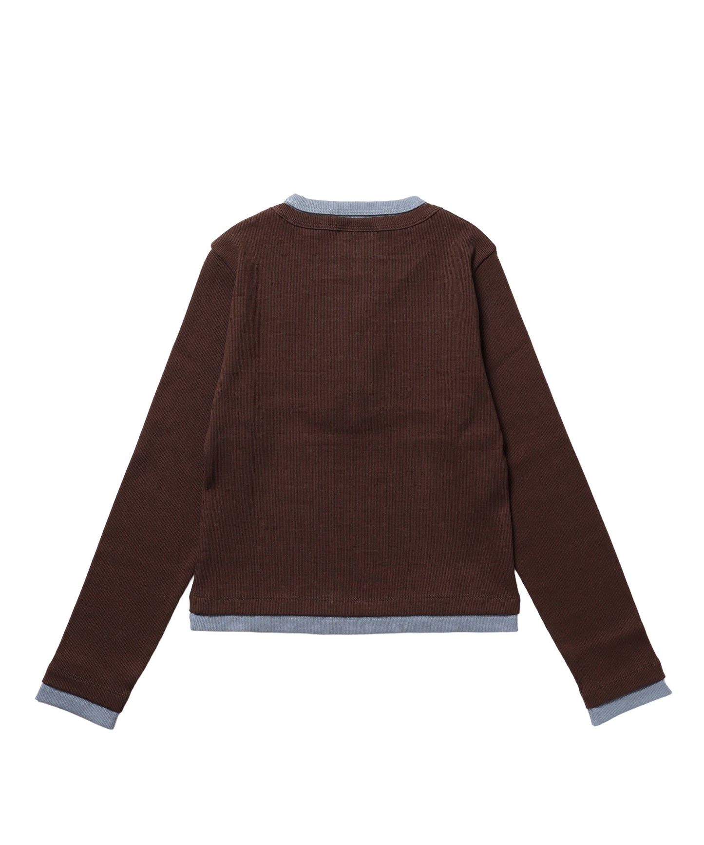 ≪予約商品≫※WEB限定 / バイカラーヘンリーネック長袖T / sqnz fake layered henley star l/s tee ブラウン