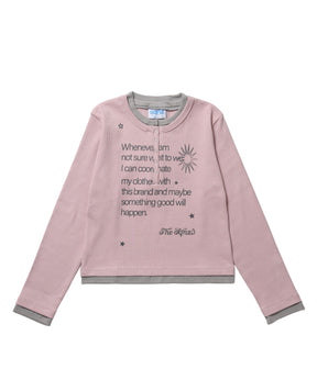 ≪予約商品≫※WEB限定 / バイカラーヘンリーネック長袖T / sqnz fake layered henley star l/s tee ペールピンク