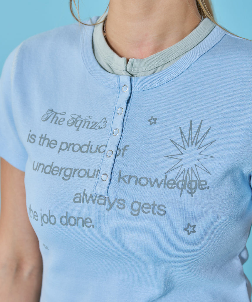 ※WEB限定 / フェイクレイヤード / バイカラーヘンリーネック半袖T /sqnz fake layered henley star tee ライトブルー