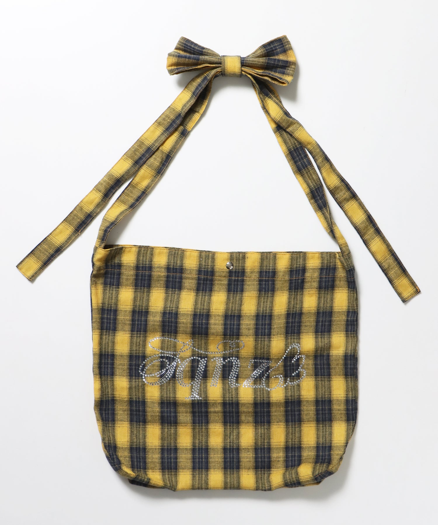 ≪予約商品≫sqnz favorite kira-kira totebag / ラインストーン バック チェック柄 2way ユニセックス イエロー