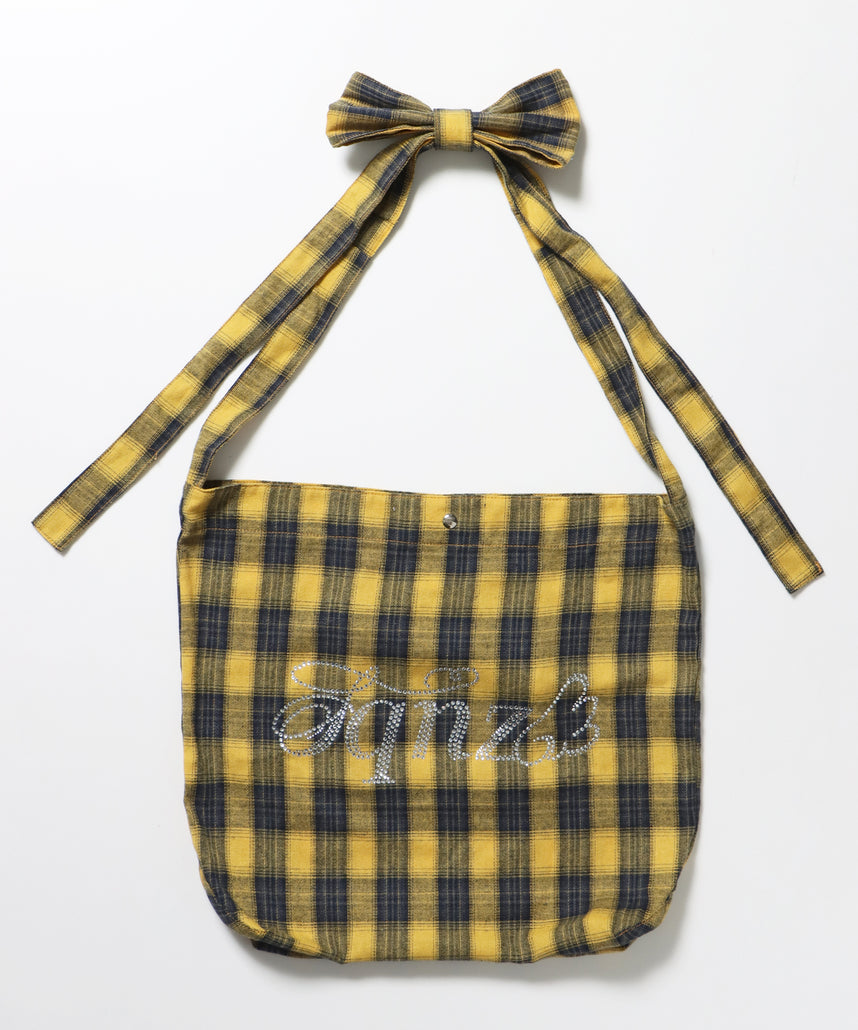 ≪予約商品≫sqnz favorite kira-kira totebag / ラインストーン バック チェック柄 2way ユニセックス イエロー