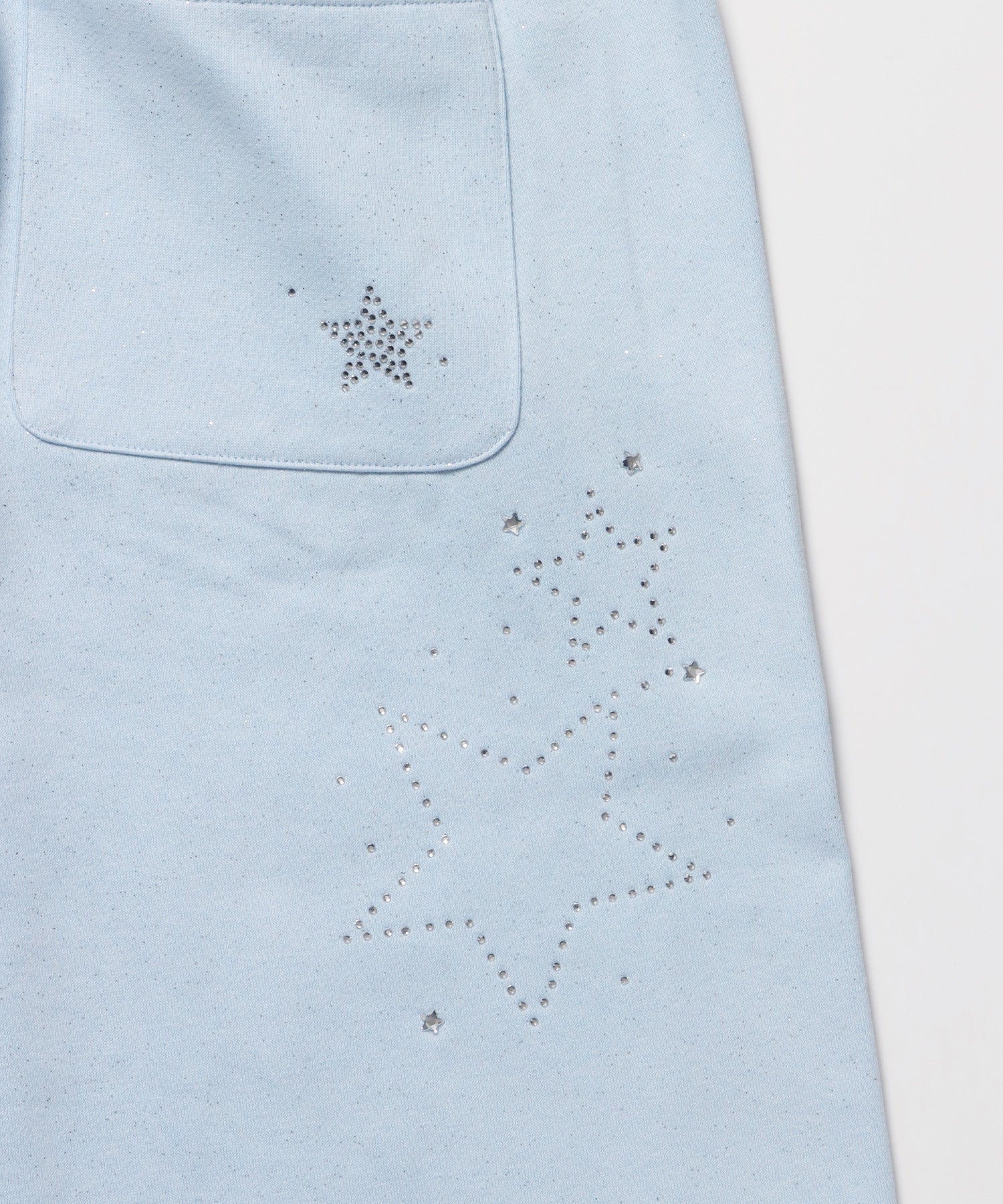 sqnz glitter sweat pants / グリッター スウェットパンツ ラインストーン ドローストリング ポケット 裏起毛 【セットアップ着用可能】 スカイブルー