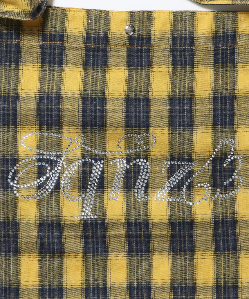 ≪予約商品≫sqnz favorite kira-kira totebag / ラインストーン バック チェック柄 2way ユニセックス イエロー