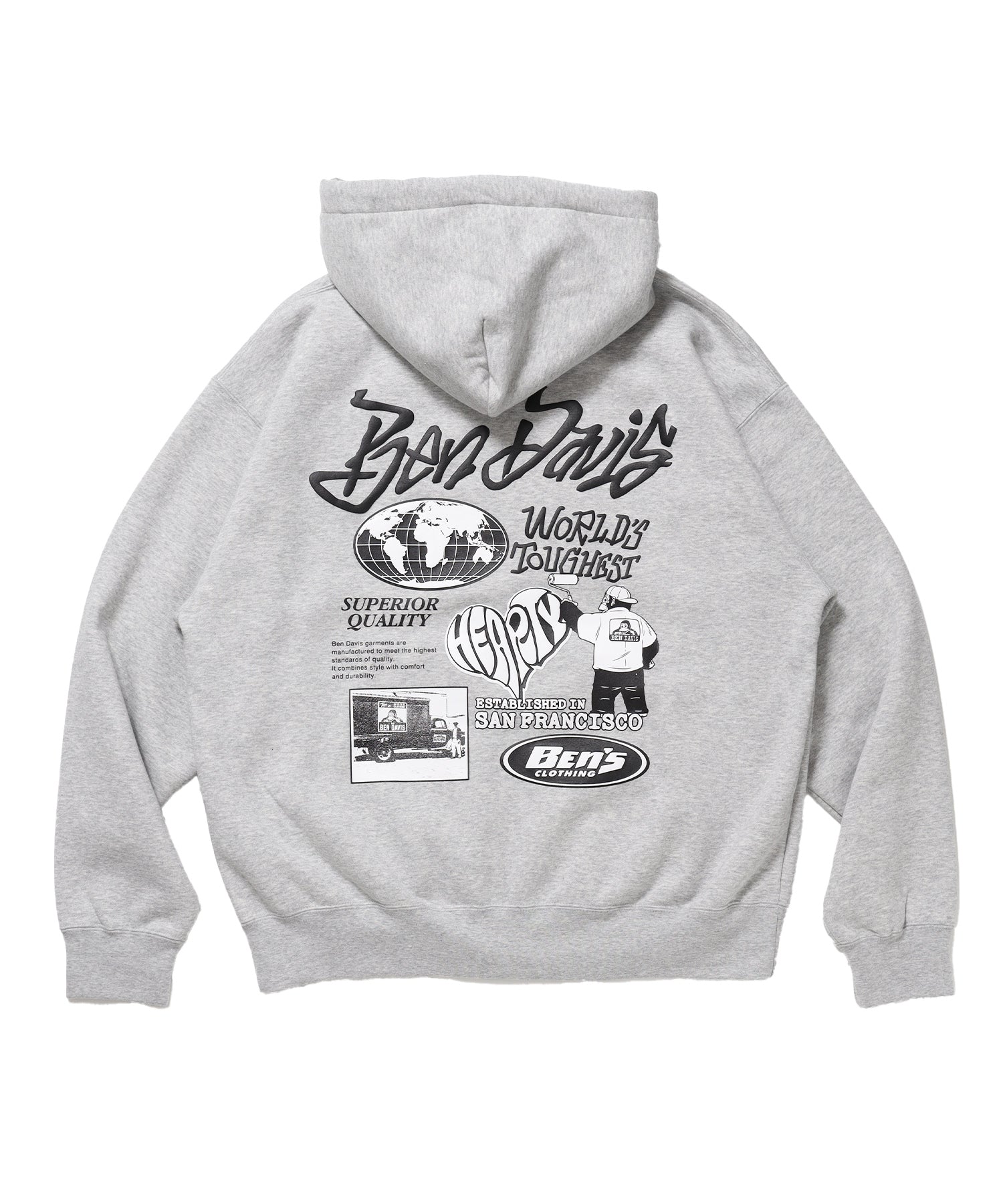 TAGGING ZIP HOODIE / ジップパーカー フード タグ 刺繍 裏起毛 ユニセックス グレー