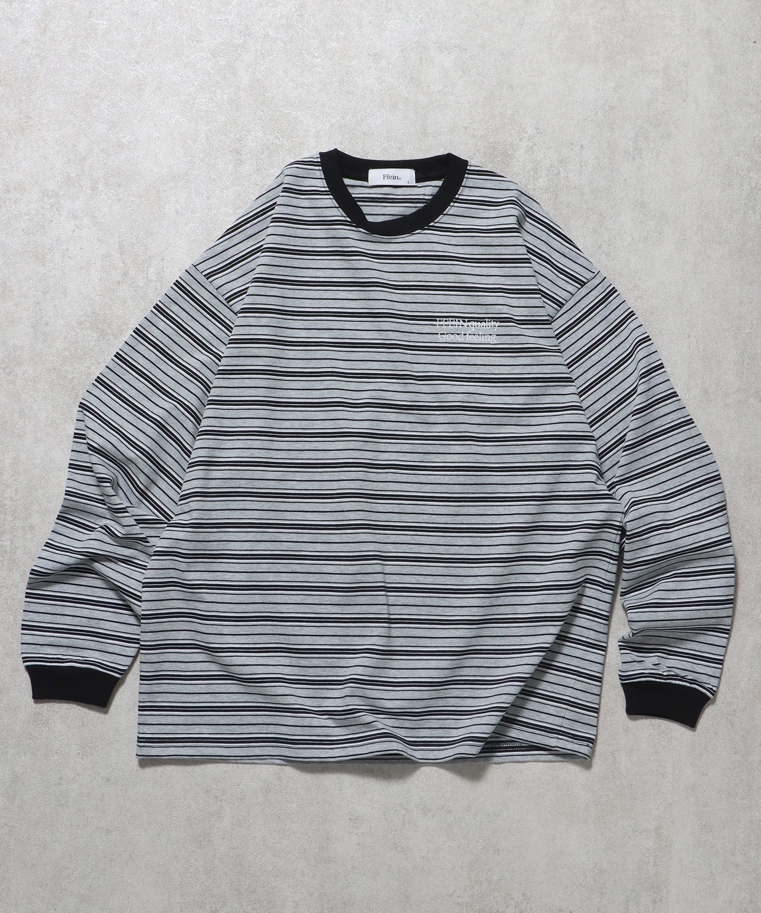 ロゴ刺繍マルチボーダーロングスリーブTシャツ グレー