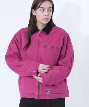 ZIP FRONT TRUCKER JACKET / トラッカージャケット コーデュロイ衿 ショート丈 中綿キルティング アウター ユニセックス ピンク