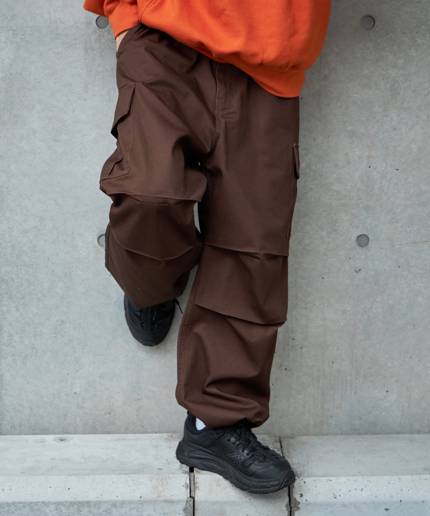 H177 着用サイズ:L【柄85(ブラウン カーゴポケット付き)】